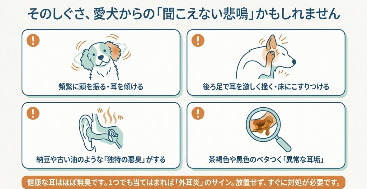 耳をかく犬